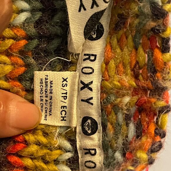 Roxy Knit Sweater Swoop Back Fall Colors Size XS RN 114199 - Picture 6 of 6